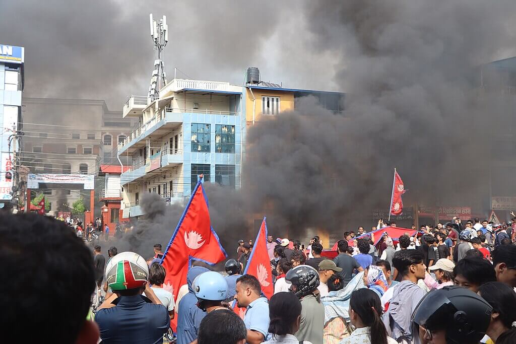 2025 Nepalese Gen Z protesters infront of Bharatpur mahanagarpalika office