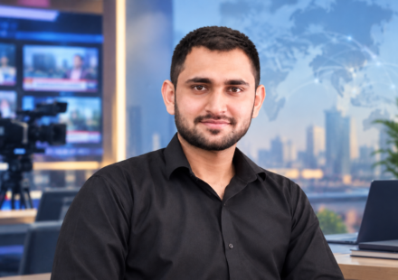 Confident Newsroom Portrait