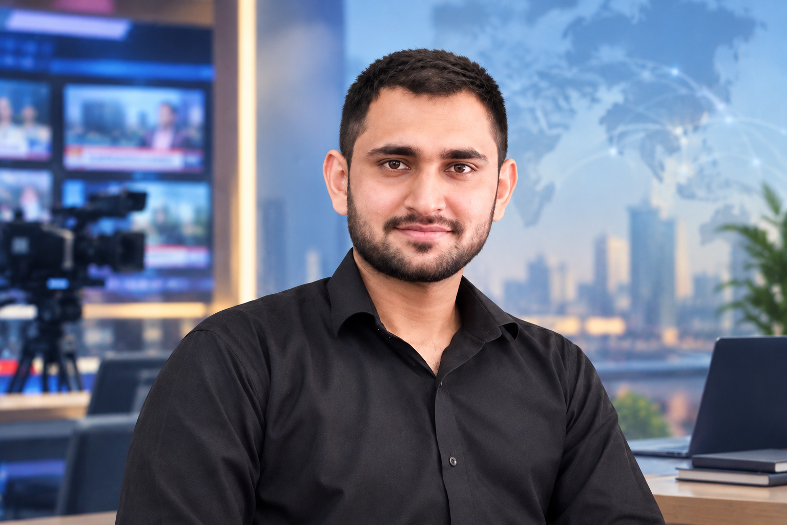 Confident Newsroom Portrait
